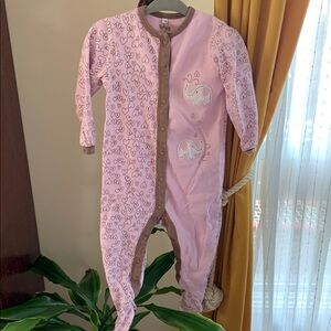 😊FREE😊 Pekkle Cozy Pink Floral Footie One Piece size 12m